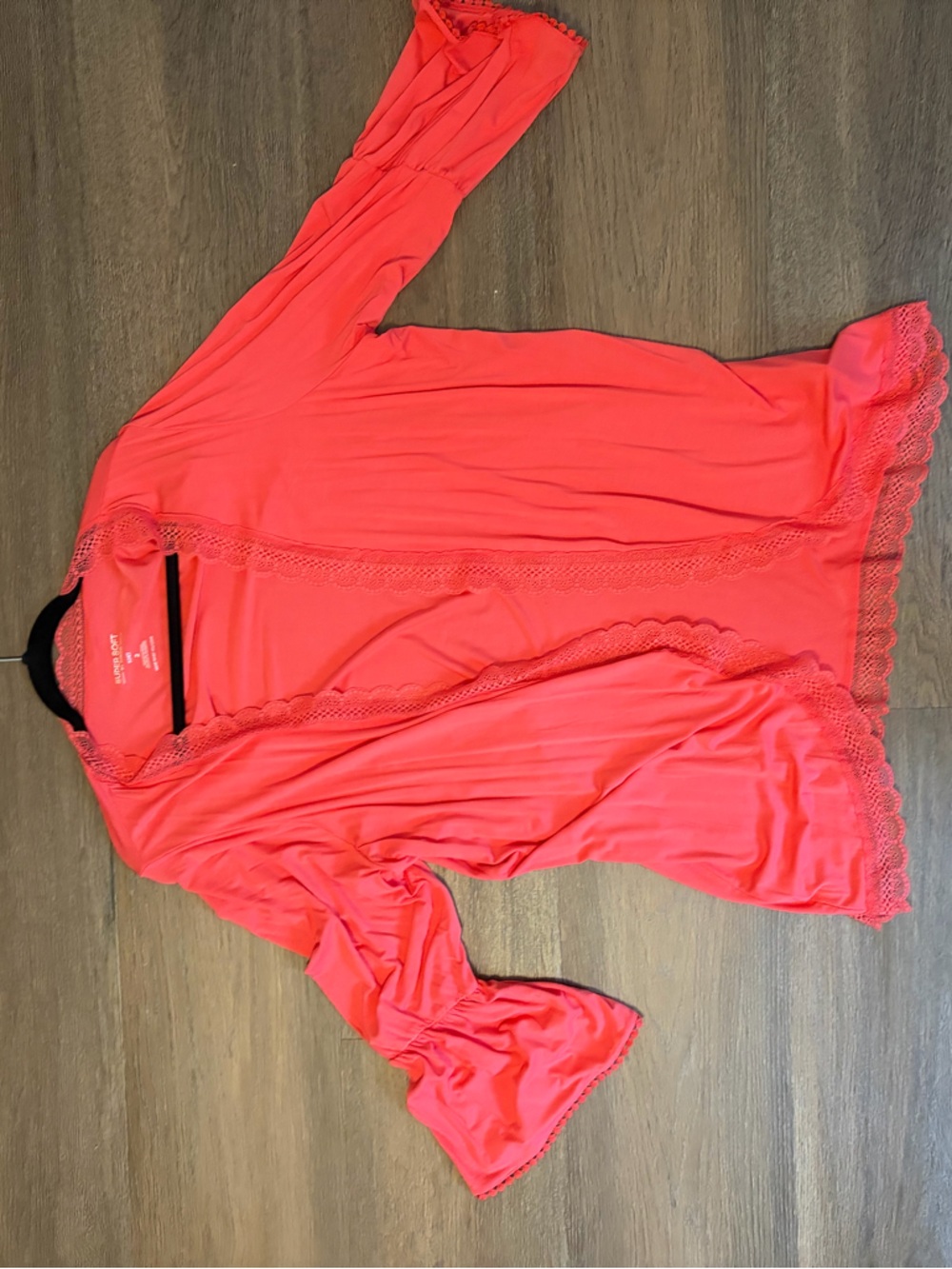 torrid Coral Lace-Trim Open Cardigan